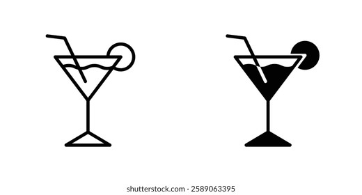 Cocktail icons thin line illustrations designs