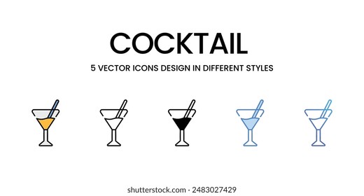 Cocktail-Icons Vektorgrafik Set Stock Illustration.