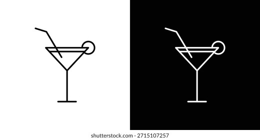 Cocktail icons vector symbol with editable stroke lines for web designs