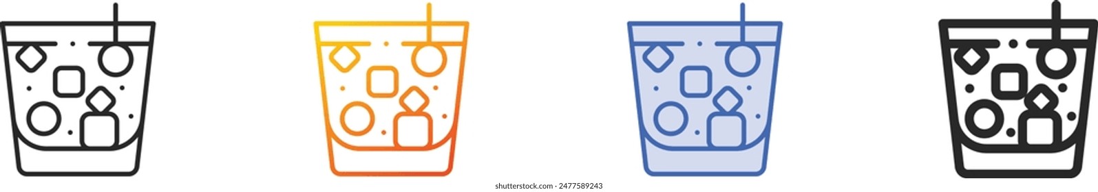 cocktail icon.Thin Linear, Gradient, Blue Stroke and bold Style Design Isolated On White Background