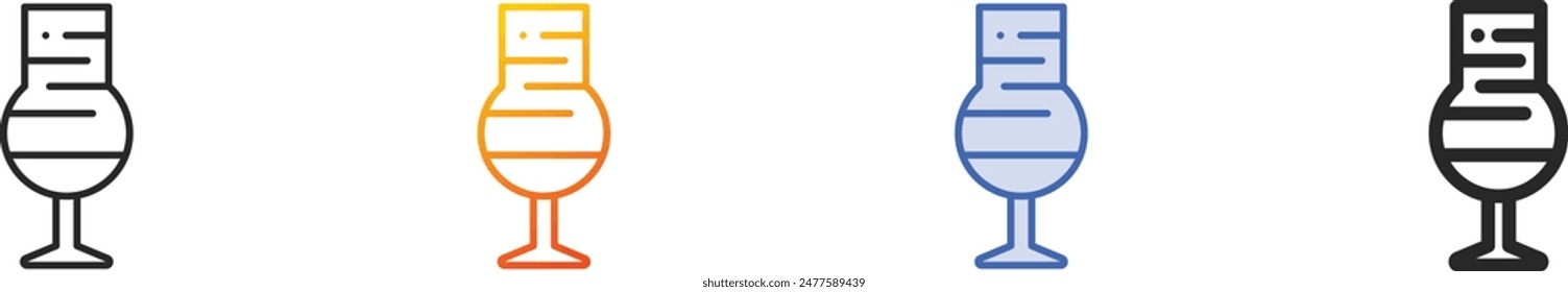 cocktail icon.Thin Linear, Gradient, Blue Stroke and bold Style Design Isolated On White Background