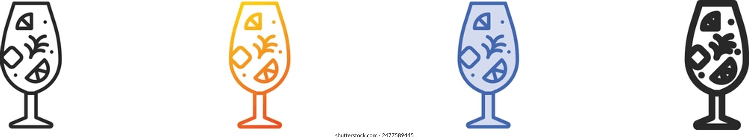 cocktail icon.Thin Linear, Gradient, Blue Stroke and bold Style Design Isolated On White Background