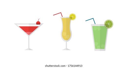 Cocktail illustration design. Party bar drink concept in vector flat style.