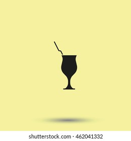 Cocktail illustration. Glass icon.