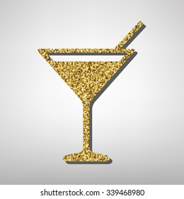 Cocktail illustration. Golden icon