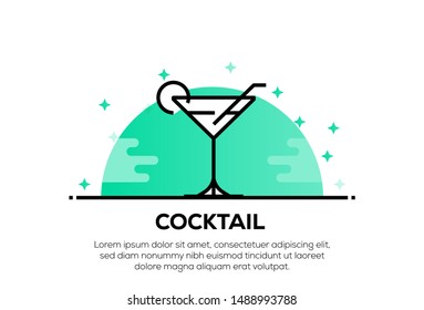 COCKTAIL AND ILLUSTRATION ICON CONCEPT