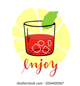 cocktail illustration with lettering