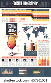 Cocktail infographic collection. Vector charts and diagrams templates.