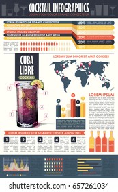 Cocktail infographic collection. Vector charts and diagrams templates.