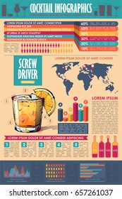 Cocktail infographic collection. Vector charts and diagrams templates.