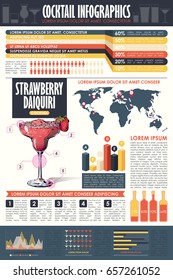 Cocktail infographic collection. Vector charts and diagrams templates.