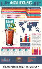 Cocktail infographic collection. Vector charts and diagrams templates.