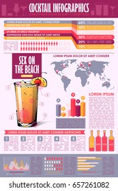 Cocktail infographic collection. Vector charts and diagrams templates.