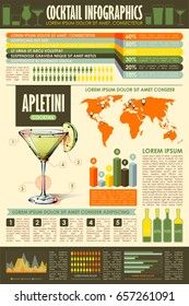 Cocktail infographic collection. Vector charts and diagrams templates.