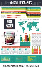 Cocktail infographic collection. Vector charts and diagrams templates.