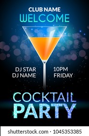 Cocktail Invitation design poster. Cocktail Party drink banner card or flyer template vector.