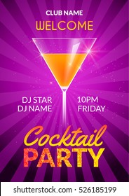 Cocktail Invitation design poster. Cocktail Party drink banner card or flyer template vector.