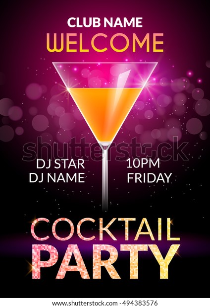 Cocktail Einladung Design Poster Cocktail Party Stock Vektorgrafik Lizenzfrei