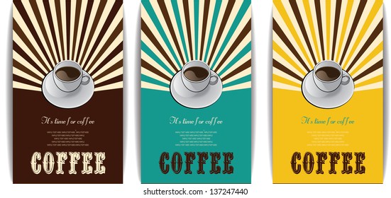 cocktail invitations, set of summer cards, labels, coffee time