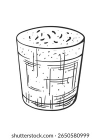 Cocktail Irish whiskey with coffee hand drawn isolated on white background. Vintage sketch of glass of alcoholic drink. Cocktail for parties. Vector illustration