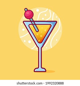 cocktail isolated cartoon vector illustration in outline flat style 