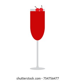 Cocktail isolated with cherries on white background, Vector illustration