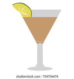 Cocktail isolated with a lime on white background, Vector illustration