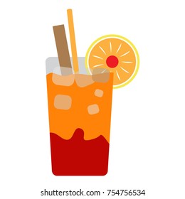 Cocktail isolated with a lime on white background, Vector illustration