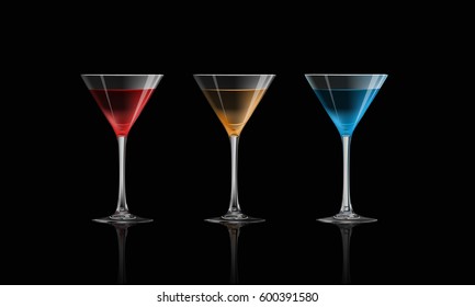 Cocktail isolated on black background, vector illustration.