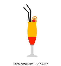Cocktail isolated with a strawberry on white background, Vector illustration