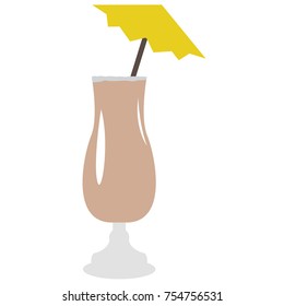 Cocktail isolated with an umbrella on white background, Vector illustration