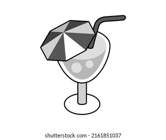 Cocktail isometric design icon. Vector web illustration. 3d colorful concept