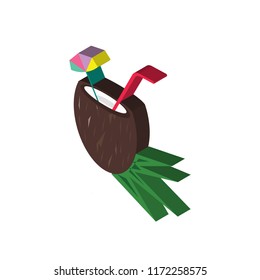 Cocktail isometric left top view 3D icon