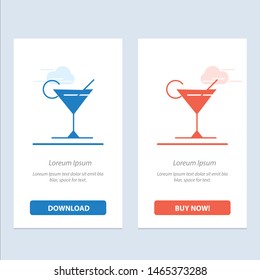 Cocktail, Juice, Lemon  Blue and Red Download and Buy Now web Widget Card Template. Vector Icon Template background