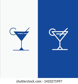 Cocktail, Juice, Lemon Line and Glyph Solid icon Blue banner