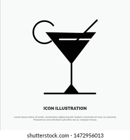 Cocktail, Juice, Lemon Solid Black Glyph Icon
