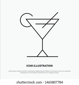 Cocktail, Juice, Lemon Vector Line Icon. Vector Icon Template background