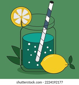 cocktail juice with mint and lemon 