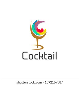 cocktail juice orange drink logo design vector image