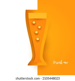 Cocktail or juice silhouette in trendy minimalistic geometric paper cut style. Abstract creative colorful composition. Concept for branding menu, cover, flyer, banner. Modern vector illustration.