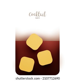 Cocktail or juice silhouette in trendy minimalistic geometric paper cut style. Abstract creative colorful composition. Concept for branding menu, cover, flyer, banner. Modern vector illustration.