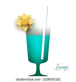 Cocktail or juice silhouette in trendy minimalistic geometric paper cut style. Abstract creative colorful composition. Concept for branding menu, cover, flyer, banner. Modern vector illustration.