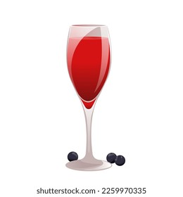 Cocktail "Kir".Classic alcoholic cocktail with white wine and black currant liqueur.Vector illustration.