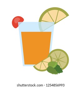 cocktail with lemon and cherry