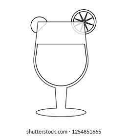 cocktail with lemon and cherry in black and white