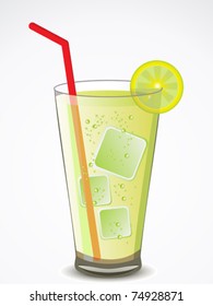 cocktail with lemon cold drink vector illustration