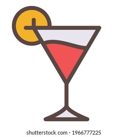 cocktail lemon cold single isolated icon with filled line style