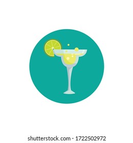 cocktail with lemon colorful flat icon with long shadow. cocktail flat icon