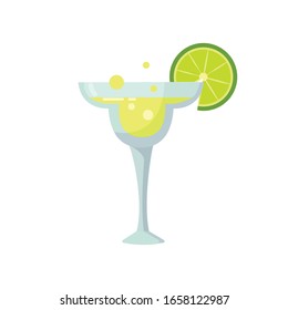 cocktail with lemon flat vector illustration