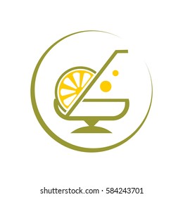 cocktail with lemon in a glass 